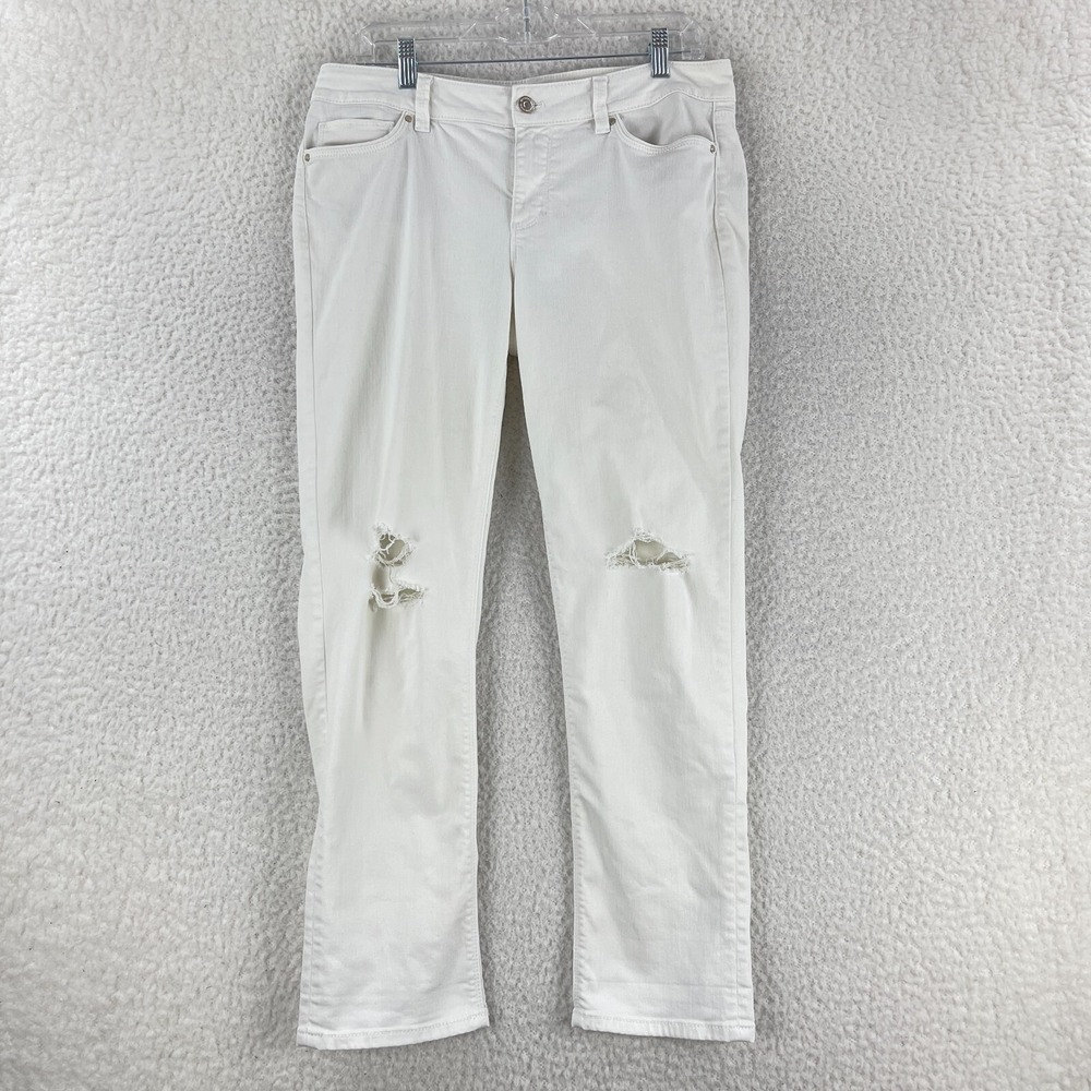 White House Black Market Slim Crop Jeans Womens‎ Size 10 Denim Distressed Casual